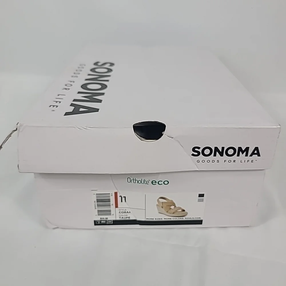 NEW Sonoma Goods For Life® Coraa Espadrille Wedge Sandals Ortholite Taupe Sz 11